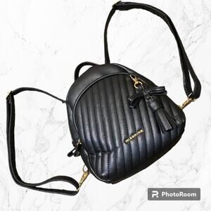 MISSNINE‎ black small backpack purse with keychain